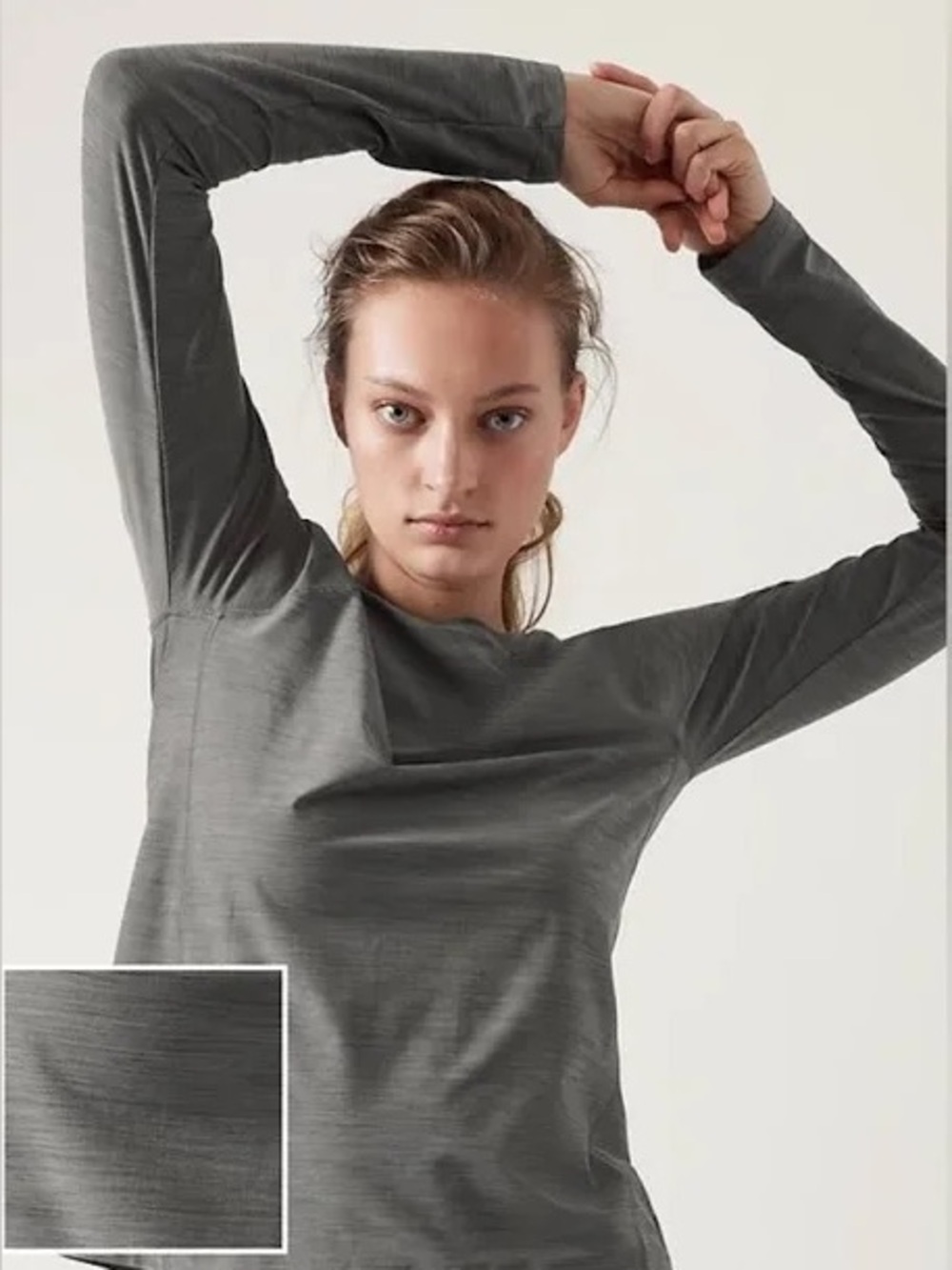 Athleta Ultimate Textured Train Top grey medium women’s long sleeve athletic